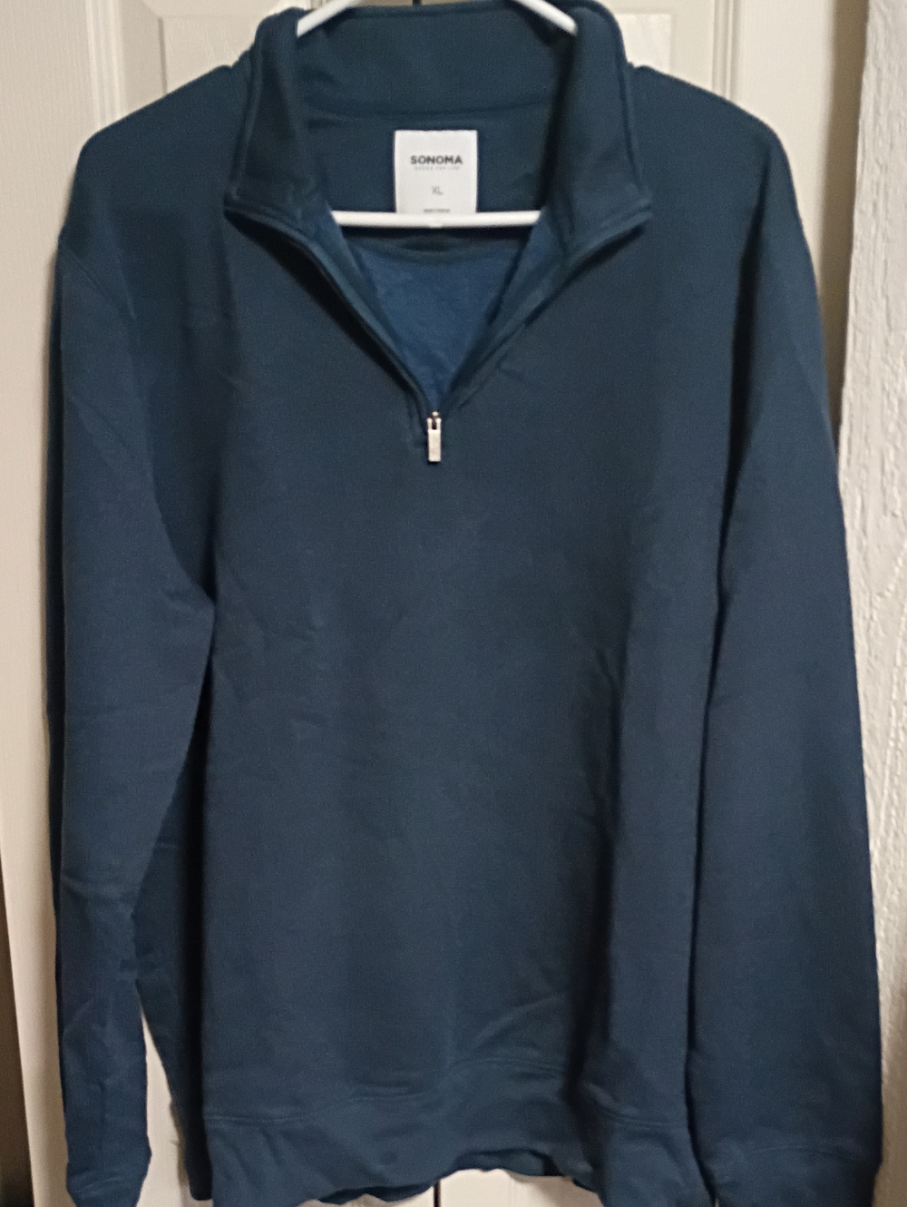 Sonoma Men's Zip-Up Mock Neck Sweater - Teal Blue